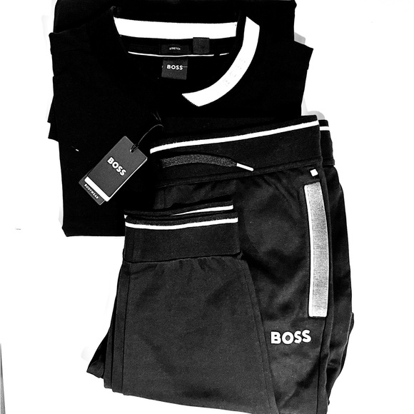 BOSS Black and White Tracksuit Set 100% cotton Size L-M Price $140